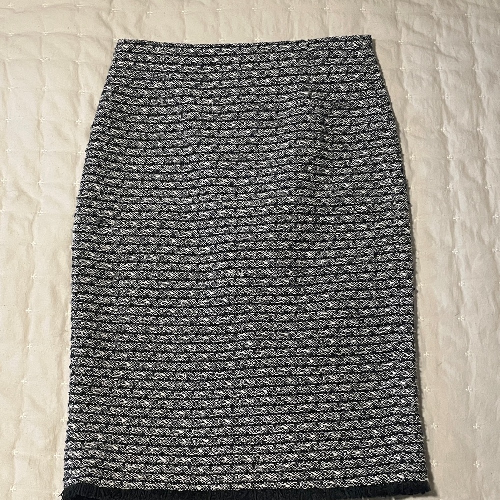 Elegant Black and White Tweed Skirt